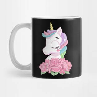 cute magical unicorn with flowers tshirt Mug